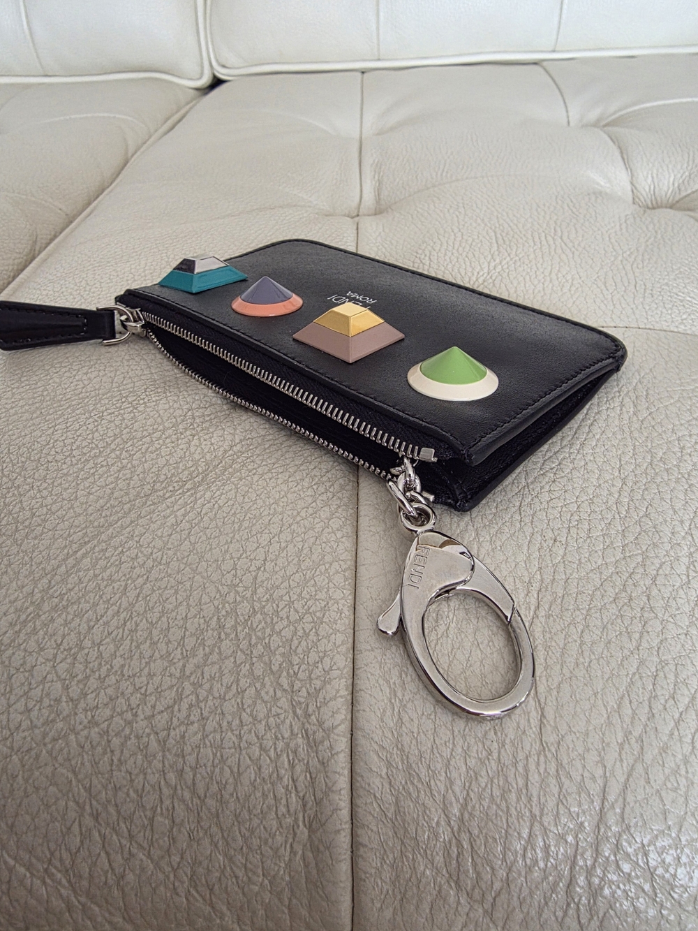 Fendi Vitello Liberty Studded Zip Pouch - Picture 2 of 5